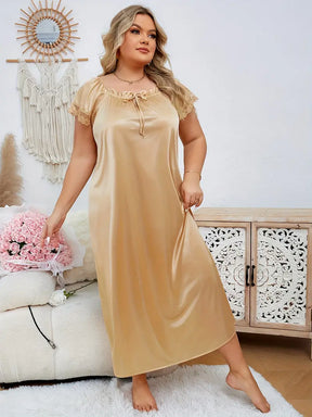 Pyjama Femme 2 Pièces Plus Size Chemise de Nuit Classe en Satin | CozyCloud