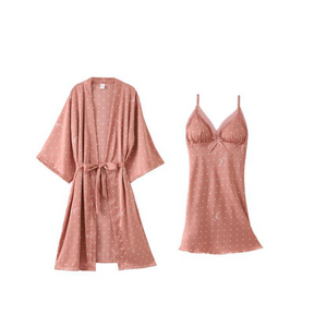 Pyjama Femme Ensemble Peignoir + Chemise de Nuit + Nuisette + Shorts + Pantalon Vêtements de Nuit en Soie | CozyCloud