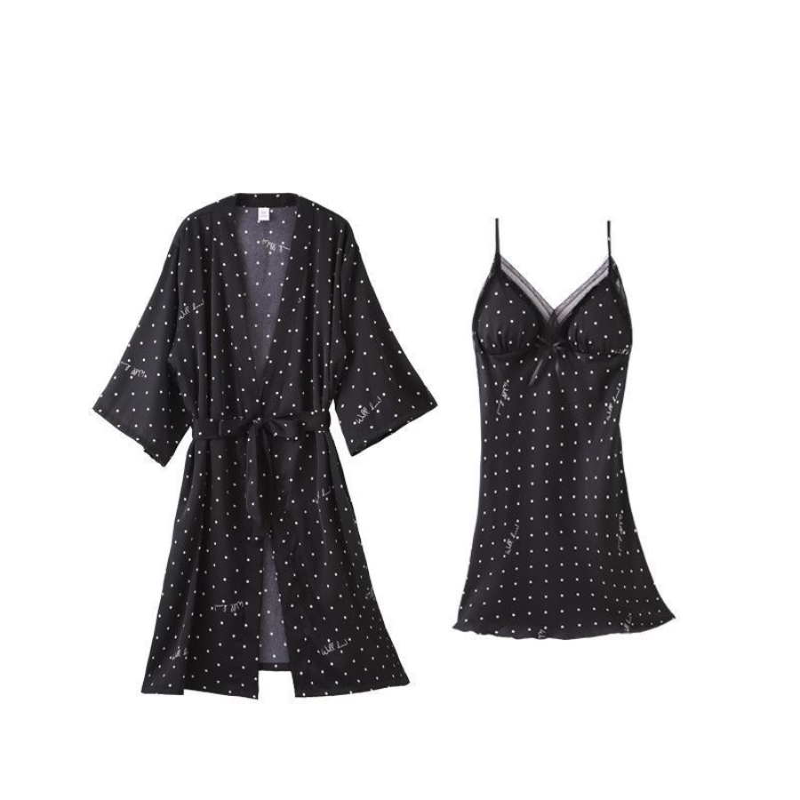 Pyjama Femme Ensemble Peignoir + Chemise de Nuit + Nuisette + Shorts + Pantalon Vêtements de Nuit en Soie | CozyCloud