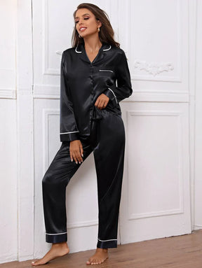 Pyjama Femme Long Pantalon + Chemisier Américain en Coton | CozyCloud