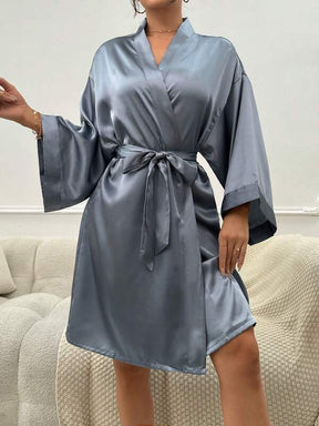 Pyjama Femme Peignoir avec Noeud Choc en Satin | CozyCloud