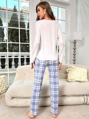 Pyjama Femme Long Pantalon + Chemisier Fun Fact en Coton | CozyCloud