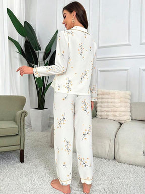 Pyjama Femme Long Pantalon + Chemisier Tournesols en Coton | CozyCloud