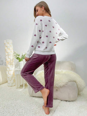 Pyjama Femme Long Pantalon + Chemisier Flamant Rose en 100% Coton | CozyCloud