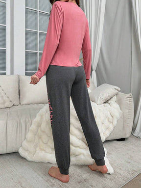 Pyjama Femme Long Pantalon + Chemisier Weekend en Coton | CozyCloud