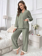 Pyjama Femme Long Pantalon + Chemisier Wood en Coton | CozyCloud