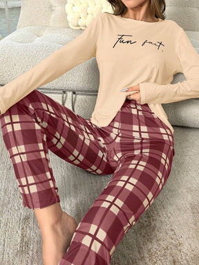 Pyjama Femme Long Pantalon + Chemisier Fun Fact en Coton | CozyCloud