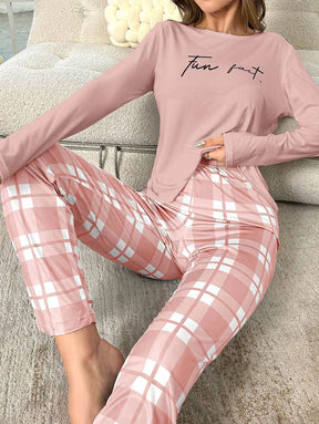 Pyjama Femme Long Pantalon + Chemisier Fun Fact en Coton | CozyCloud