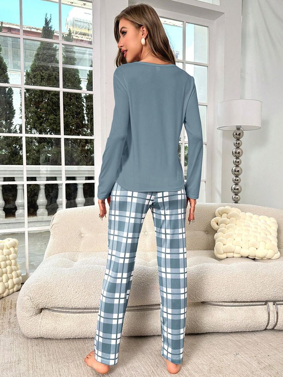 Pyjama Femme Long Pantalon + Chemisier Fun Fact en Coton | CozyCloud