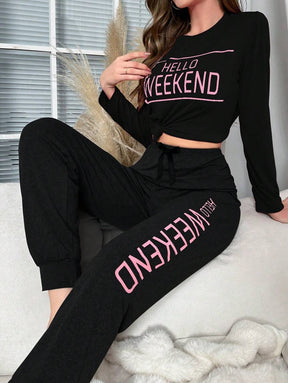 Pyjama Femme Long Pantalon + Chemisier Weekend en Coton | CozyCloud