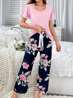 Pyjama Femme Long Pantalon + Chemise à Manches Courtes Himetsu en Coton | CozyCloud