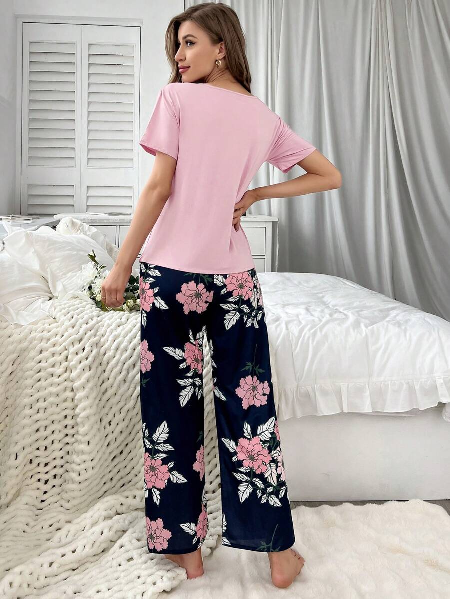 Pyjama Femme Long Pantalon + Chemise à Manches Courtes Himetsu en Coton | CozyCloud