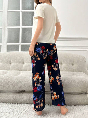 Pyjama Femme Long Pantalon + Chemise à Manches Courtes Himetsu en Coton | CozyCloud