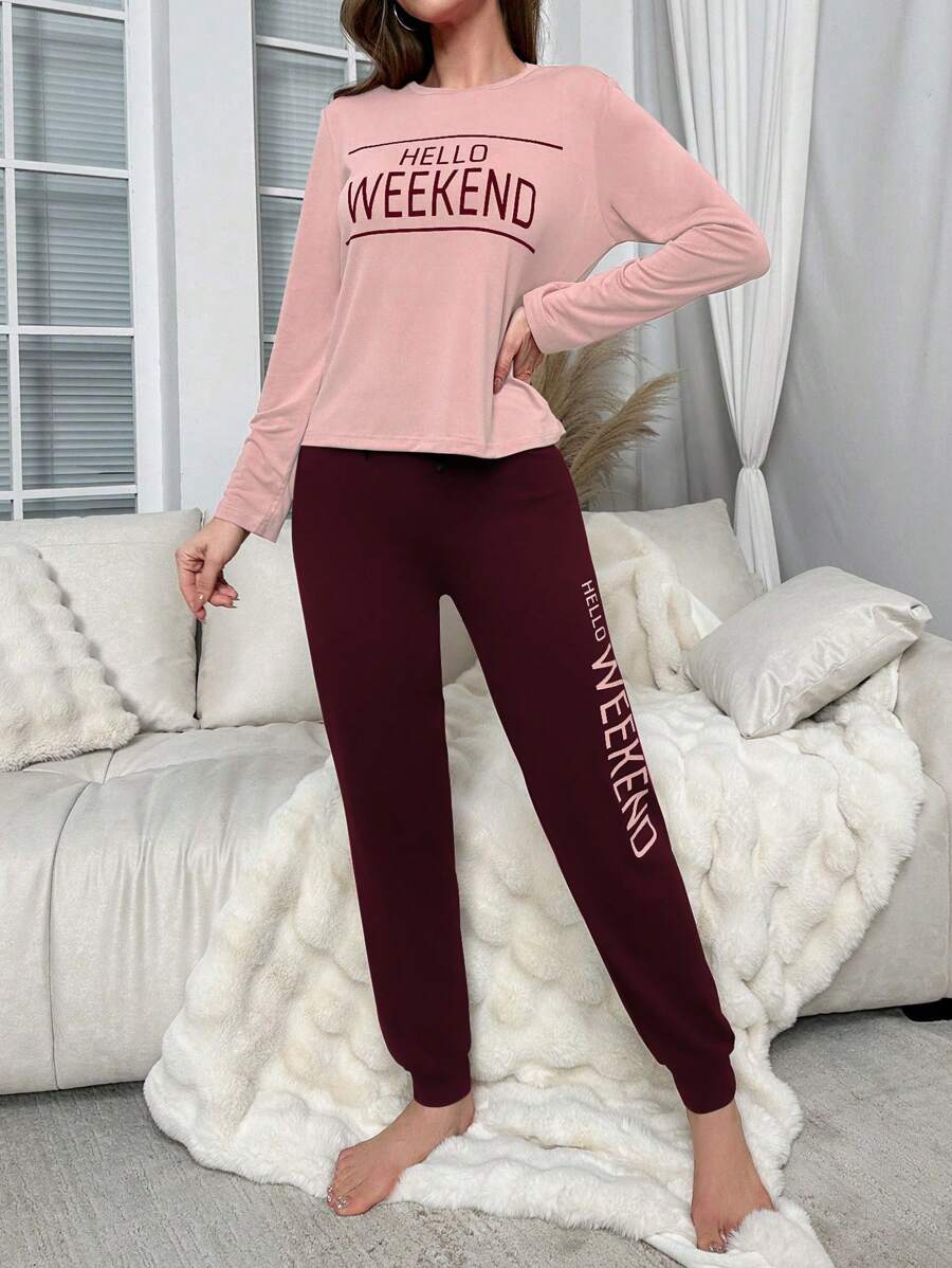 Pyjama Femme Long Pantalon + Chemisier Weekend en Coton | CozyCloud