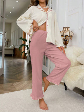 Pyjama Femme Long Pantalon + Chemisier Laitue en Coton | CozyCloud