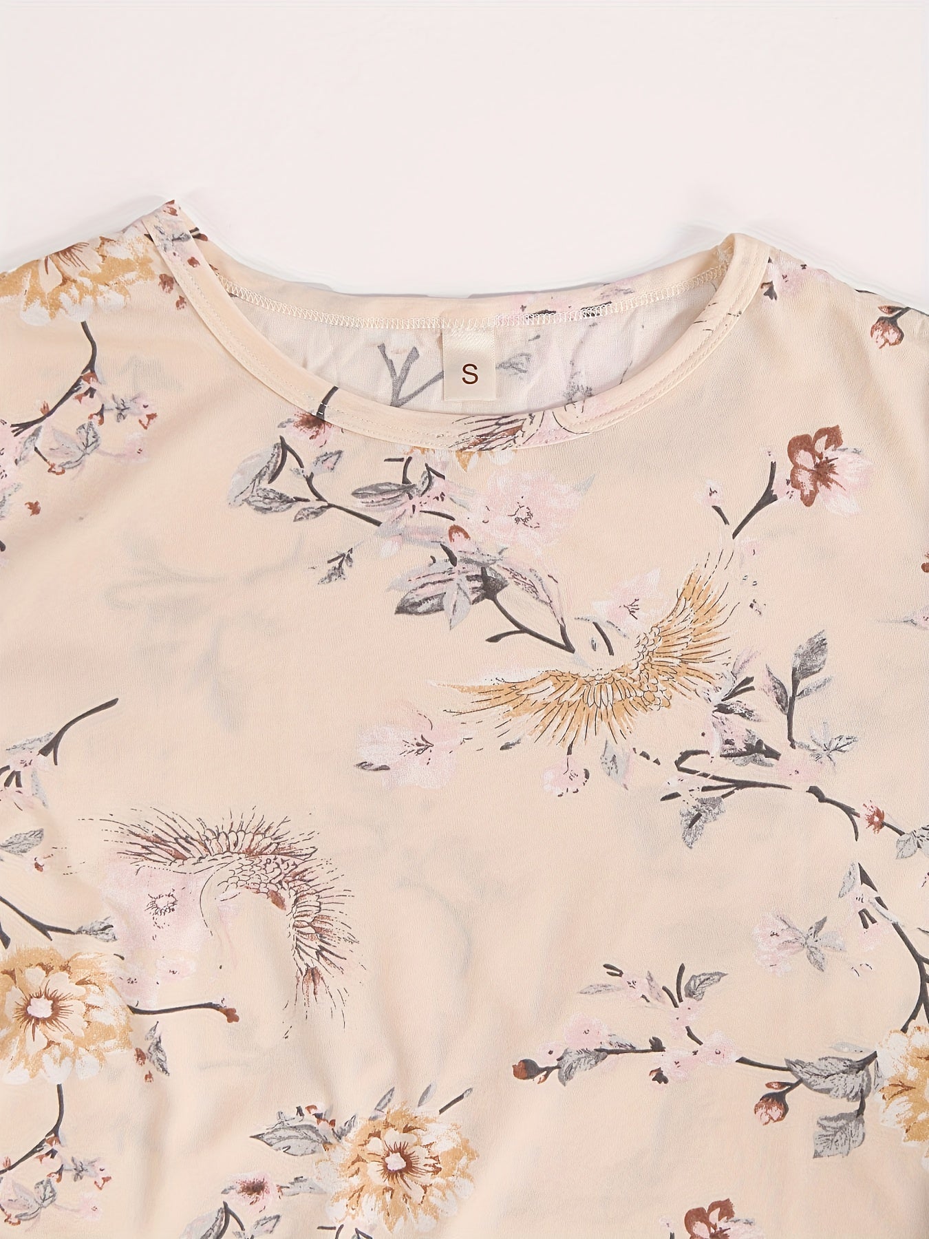 Pyjama Femme Chemise de Nuit Fleurs et Branches en Satin | CozyCloud