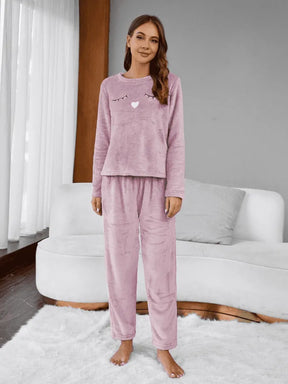 Pyjama Femme Long Pantalon + Chemise à Manches Longues en Peluche Divers Sérénité en Coton | CozyCloud