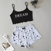 Pyjama Femme Court Shorts + Crop Top DreamLunes en Coton | CozyCloud