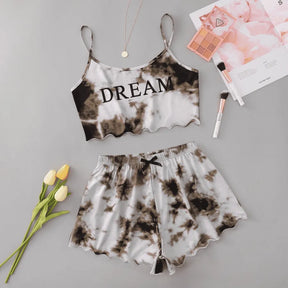 Pyjama Femme Court Shorts + Crop Top TieDye Dreams en Coton | CozyCloud