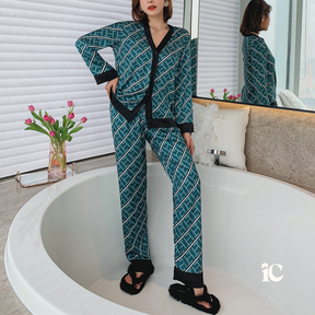 Pyjama Femme Long Pantalon + Chemise à Manches Longues Milan en Coton | CozyCloud