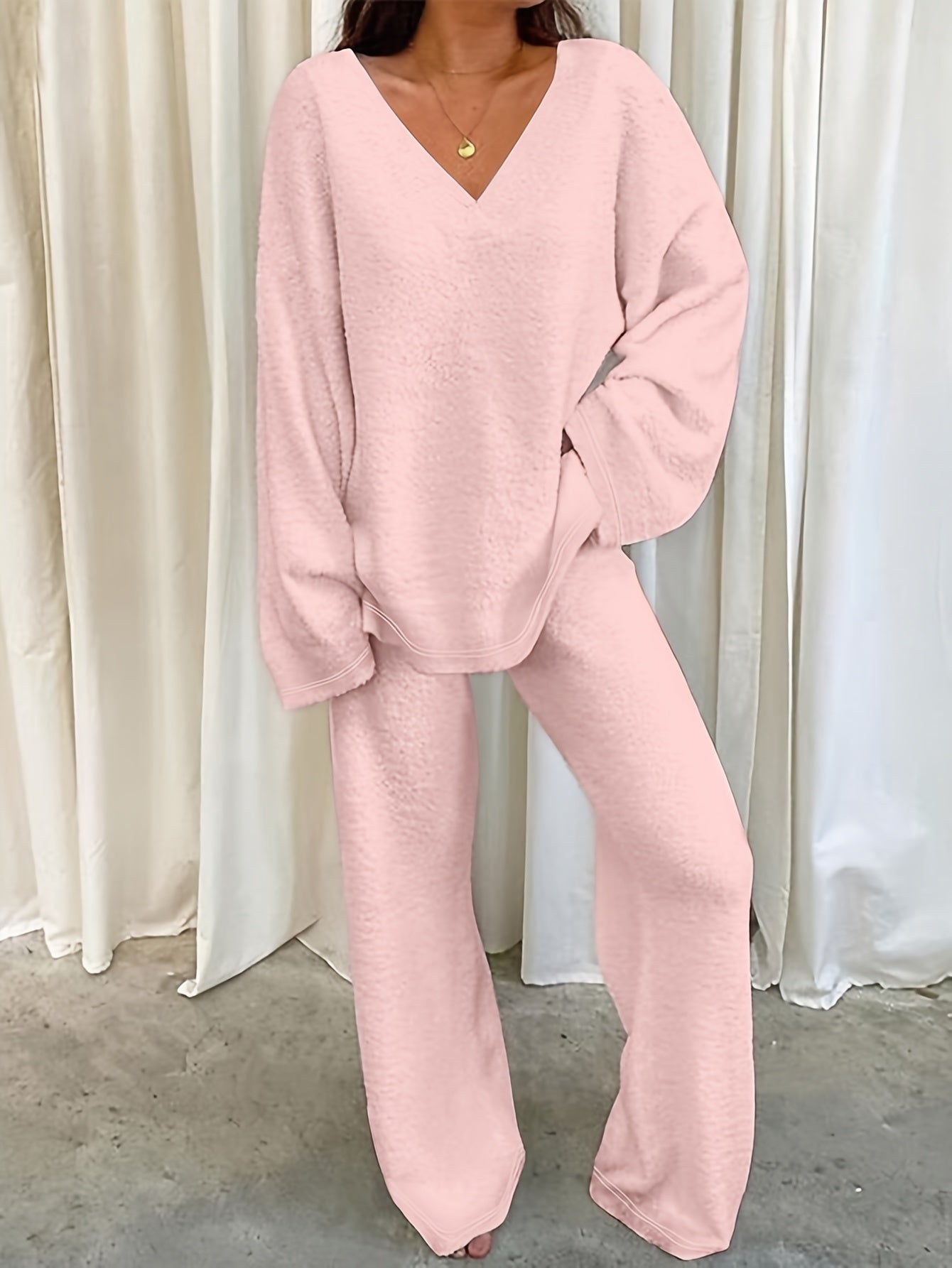 Pyjama Femme Long Pantalon + Chemise à Manches Longues Vuni en 100% Coton | CozyCloud