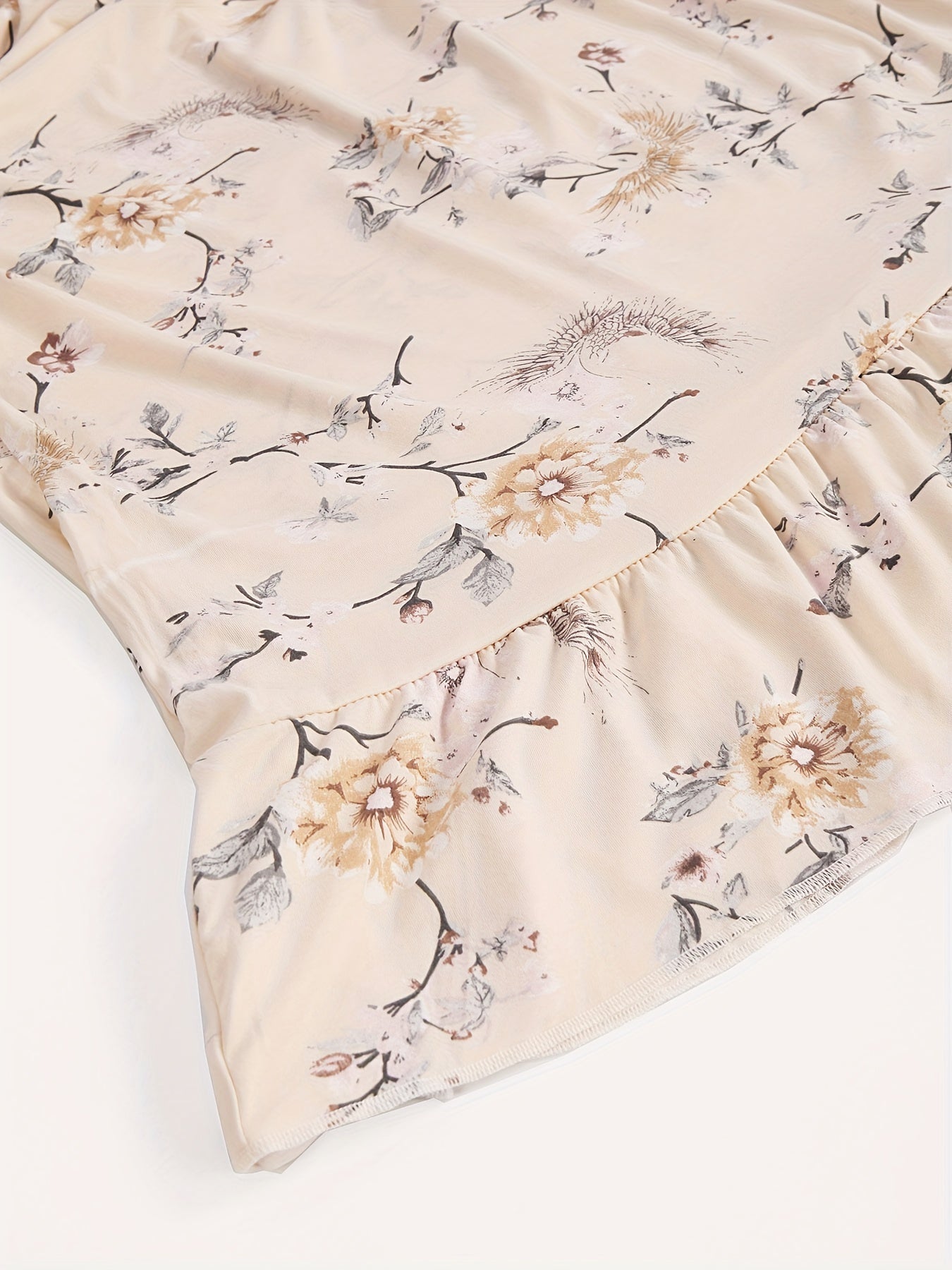 Pyjama Femme Chemise de Nuit Fleurs et Branches en Satin | CozyCloud