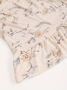 Pyjama Femme Chemise de Nuit Fleurs et Branches en Satin | CozyCloud