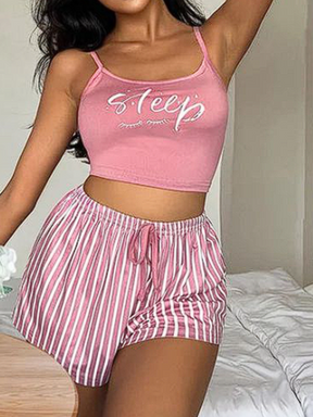 Pyjama Femme Court Shorts + Crop Top Sleep en Coton | CozyCloud