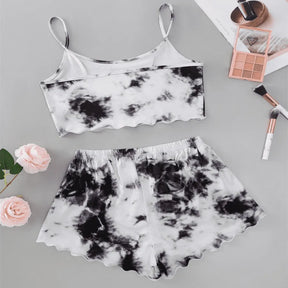 Pyjama Femme Court Shorts + Crop Top TieDye Dreams en Coton | CozyCloud