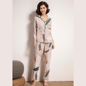 Pyjama Femme Long Pantalon + Chemise à Manches Longues Fais en 100% Viscose | CozyCloud