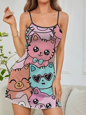 Pyjama Femme Nuisette Chatons en Coton | CozyCloud