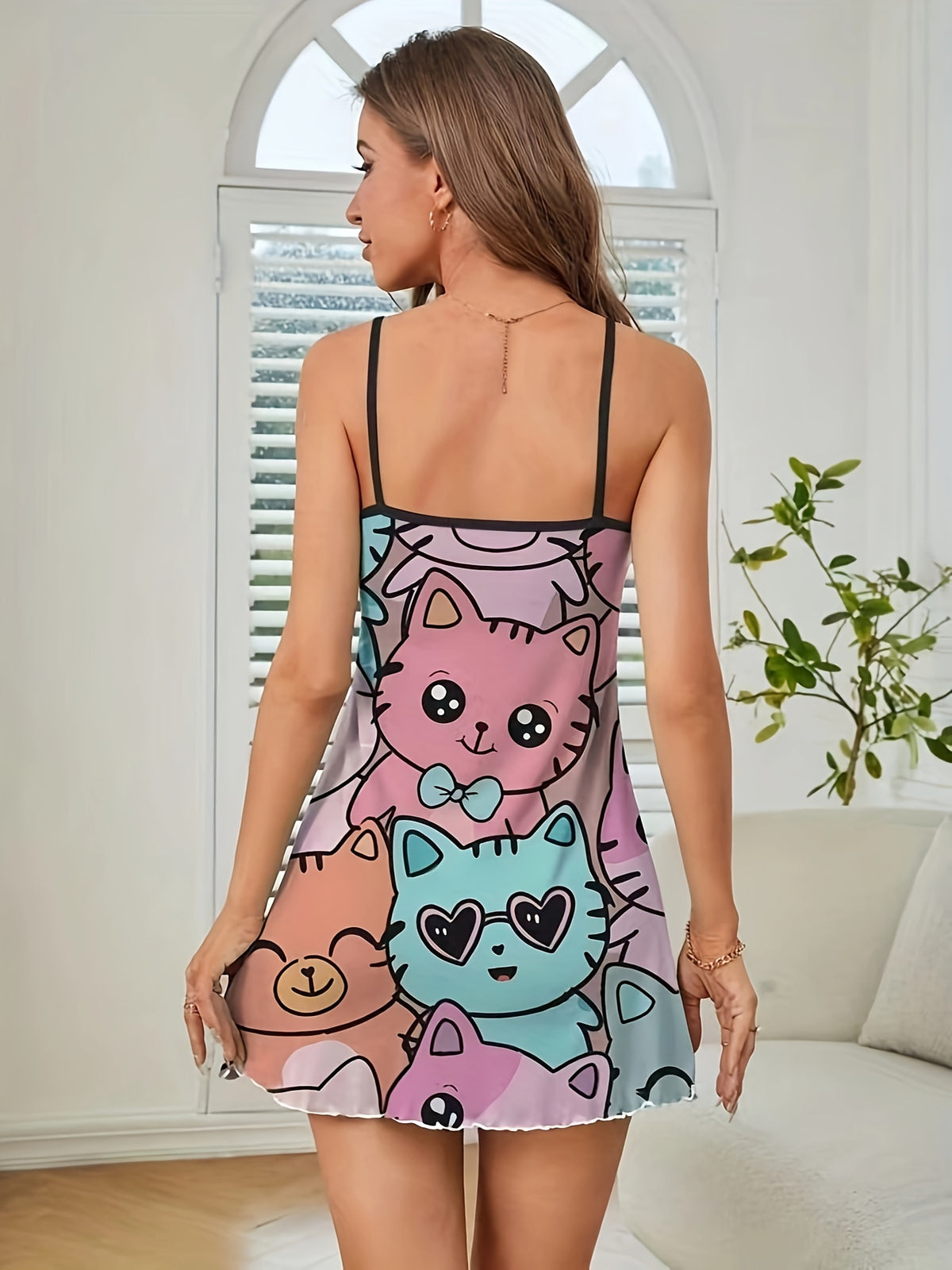 Pyjama Femme Nuisette Chatons en Coton | CozyCloud