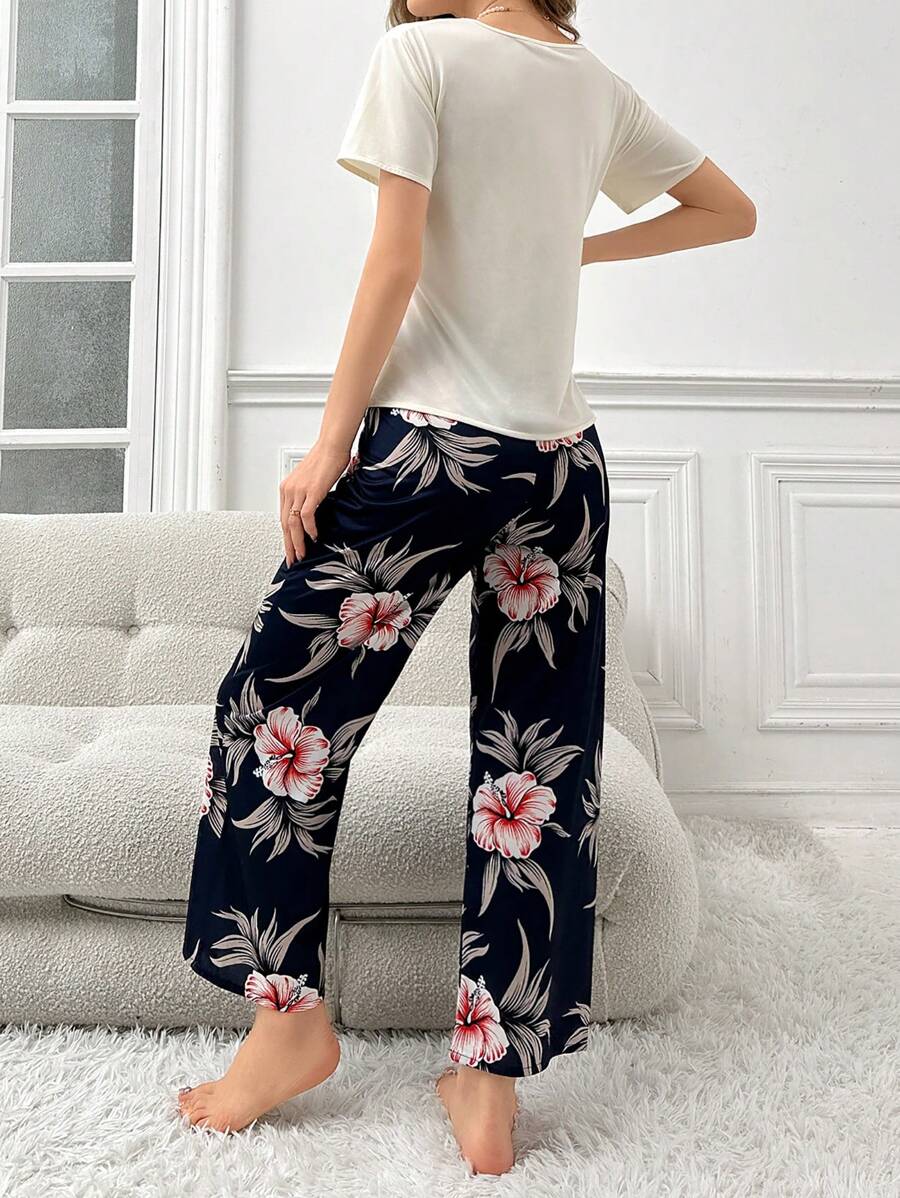 Pyjama Femme Long Pantalon + Chemise à Manches Courtes Himetsu en Coton | CozyCloud