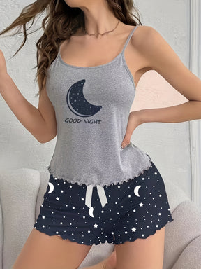 Pyjama Femme Court Shorts + Débardeur NuitPaisible en Coton | CozyCloud