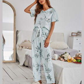 Pyjama Femme Pantalon + Chemise à Manches Courtes en Viscose | CozyCloud