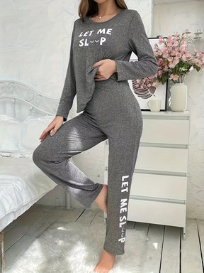 Pyjama Femme Long Pantalon + Chemise à Manches Longues Let me Sleep en Coton | CozyCloud