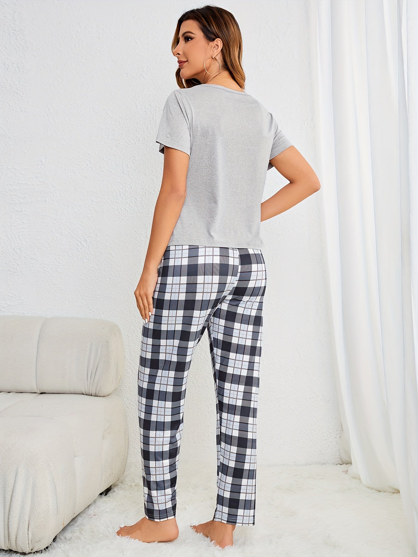 Pyjama Femme Long Pantalon + Chemise à Manches Courtes New York en Coton | CozyCloud