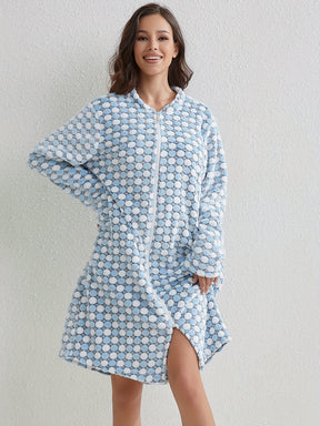 Pyjama Femme Peignoir à Manches Longues avec Fermeture Éclair en Coton | CozyCloud