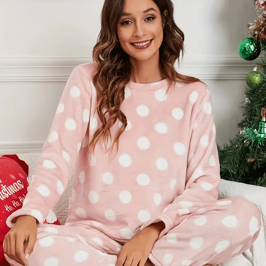 Pyjama Femme Long Pantalon + Chemise à Manches Longues en Peluche Divers Sérénité en Coton | CozyCloud