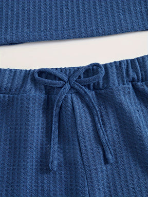 Pyjama Femme Court Shorts + Crop Top UniBleu en Coton | CozyCloud