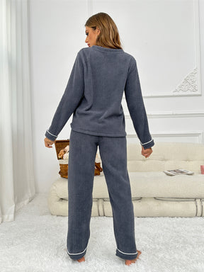 Pyjama Femme Long Pantalon + Blouse à Manches Longues en Peluche Sleep en Coton | CozyCloud