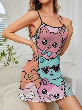 Pyjama Femme Nuisette Chatons en Coton | CozyCloud