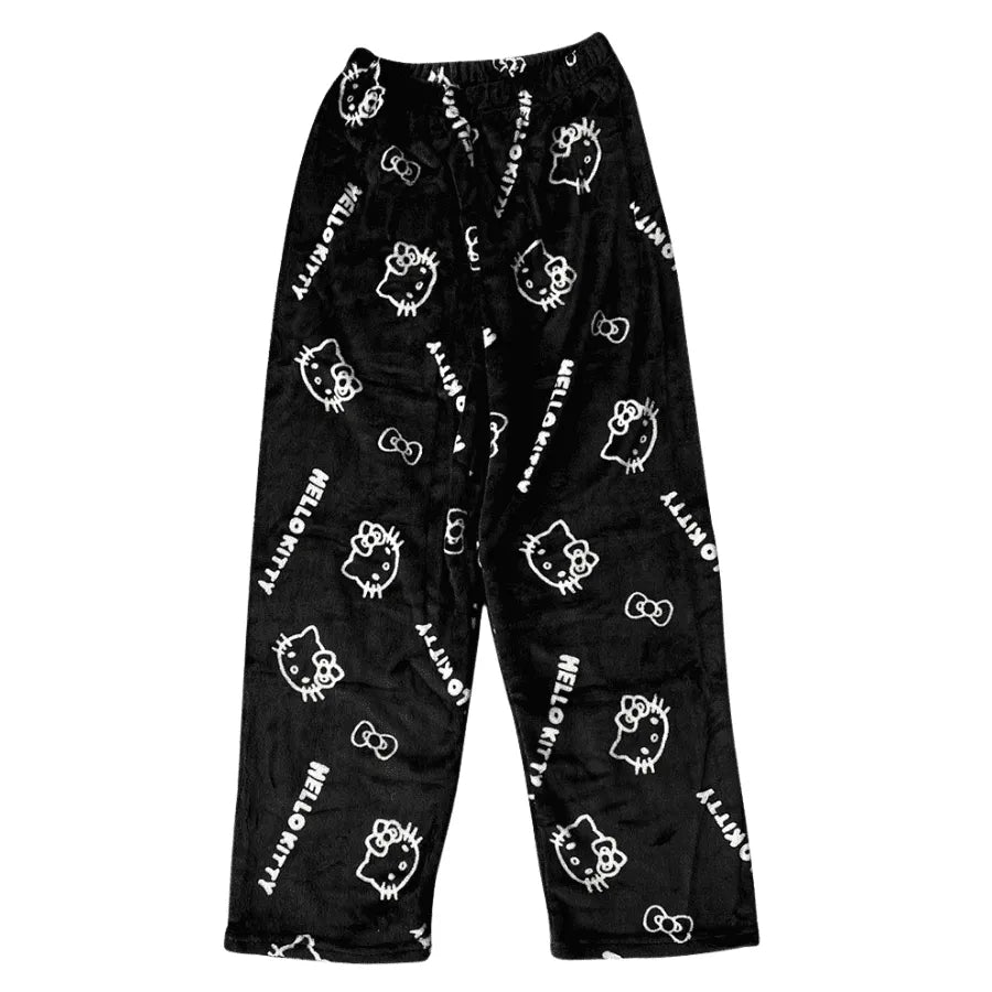 Pyjama Femme Long Pantalon Pelucheux Hello Kitty en Flanelle | CozyCloud