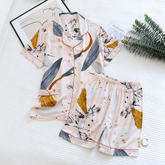 Pyjama Femme Courts Shorts + Chemise à Manches Courtes Fleurs en 100% Viscose | CozyCloud