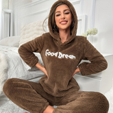 Pyjama Femme Long Pantalon + Blouse à Manches Longues en Peluche Good Dream en Coton | CozyCloud