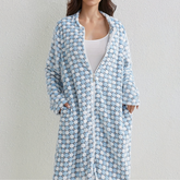 Pyjama Femme Peignoir à Manches Longues avec Fermeture Éclair en Coton | CozyCloud