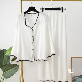 Pyjama Femme Long Pantalon + Chemise à Manches Longues Lettuce en Coton | CozyCloud