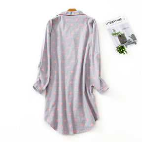 Pyjama Femme Chemise de Nuit AméricaineManches en 100% Coton | CozyCloud