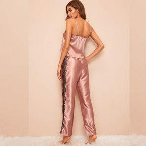 Pyjama Femme Long Pantalon + Débardeur Helena en 100% Satin | CozyCloud