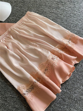 Pyjama Femme Courts Shorts + Débardeur Détails en 100% Satin | CozyCloud